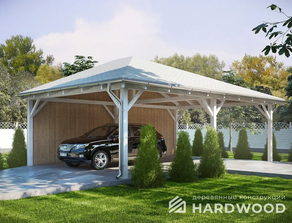 Навес для машины из бруса №159 - фото 1038